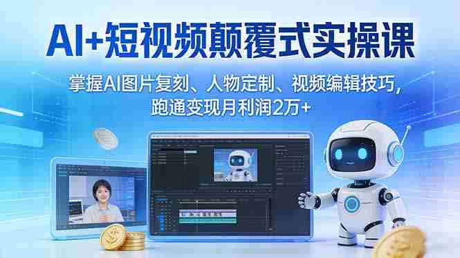 （17454期）AI+短视频颠覆式实操课：掌握AI图片复刻、人物定制、视频编辑技巧，跑通变现月利润2万+-OG资源站