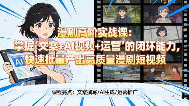（17461期）漫剧高阶实战课：掌握“文案+AI视频+运营”的闭环能力，快速批量产出高质量漫剧短视频-OG资源站