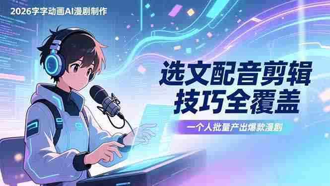 （17477期）2026字字动画AI漫剧制作-1期，选文配音剪辑技巧全覆盖，一个人就能批量产出爆款漫剧-OG资源站