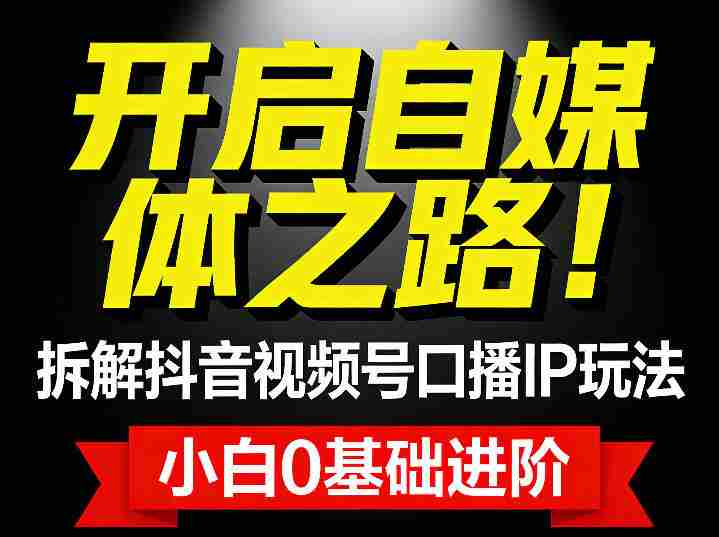 开启自媒体之路！拆解抖音视频号口播IP玩法，小白0基础进阶-OG资源站