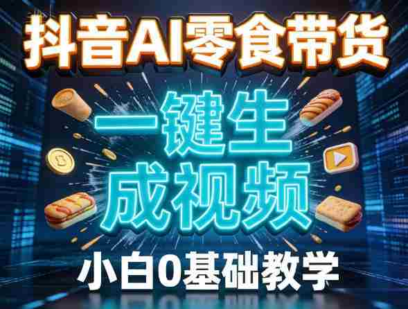 抖音AI零食带货，一键生成视频，小白0基础教学-OG资源站