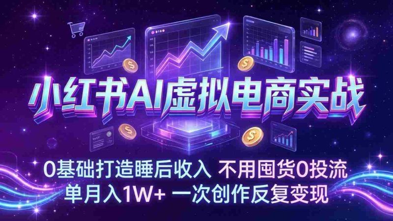 （17607期）小红书AI虚拟电商实战：0基础打造睡后收入，不用囤货0投流，单月入1W+，一次创作反复变现-OG资源站