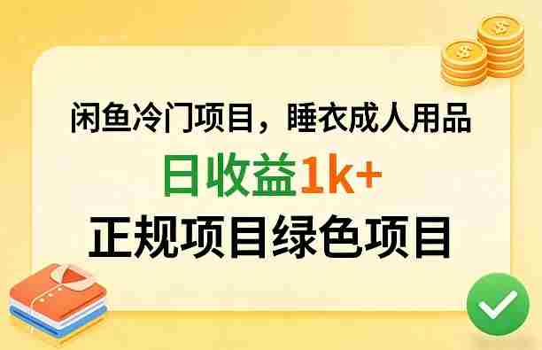 闲鱼冷门项目，情趣内衣成人用品，日收益1k+，正规项目绿色项目-OG资源站