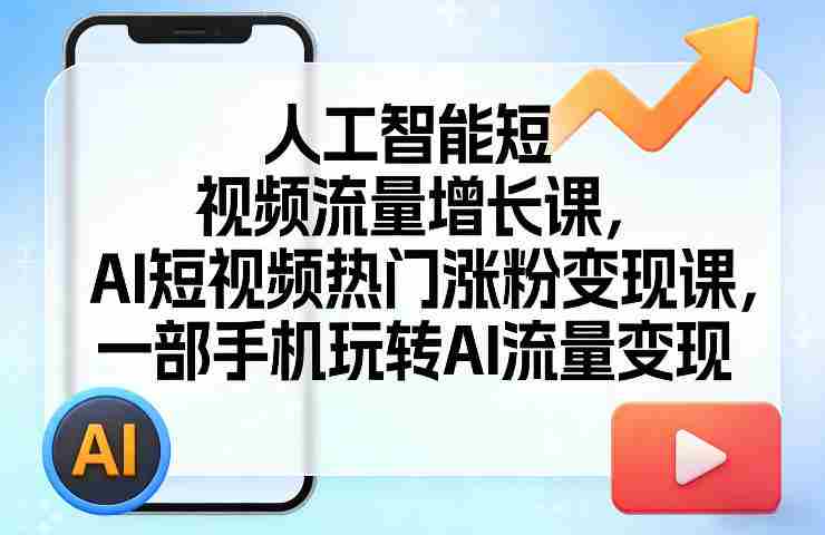 人工智能短视频流量增长课，AI短视频热门涨粉变现课，一部手机玩转AI流量变现-OG资源站
