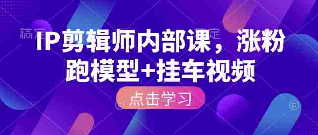IP剪辑师内部课，涨粉跑模型+挂车视频（更新）-OG资源站