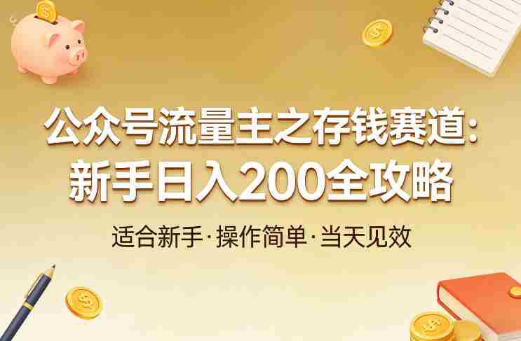 公众号流量主之存钱赛道，贴合当下需求，适合新手，一天收益2张-OG资源站