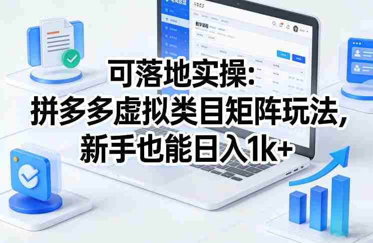 可落地实操：拼多多虚拟类目矩阵玩法，新手也能日入1k+【揭秘】-OG资源站