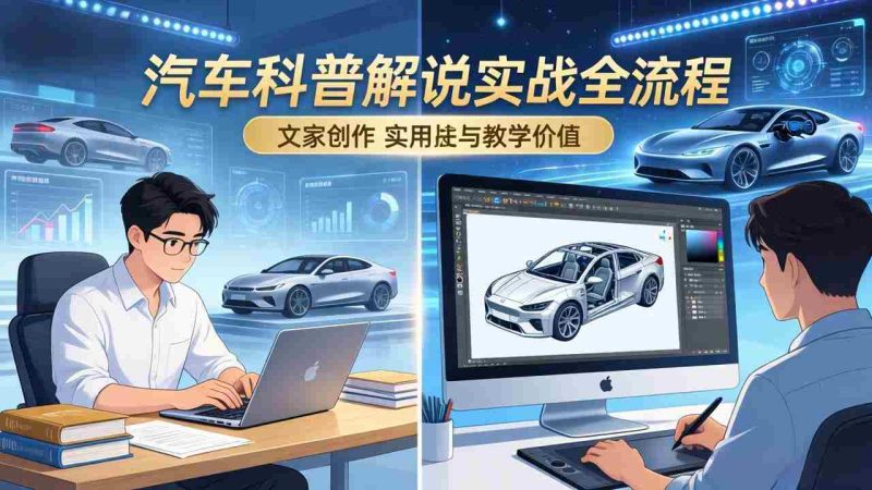 （17665期）抖音汽车科普解说实战：文案+动画+画面处理+去水印全流程，打造专业汽车科普视频-OG资源站