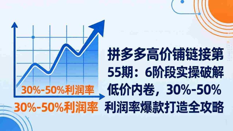 (17698期)拼多多高价铺链接第55期:6阶段实操破解低价内卷,30%-50%利润率爆款打造全攻略-OG资源站