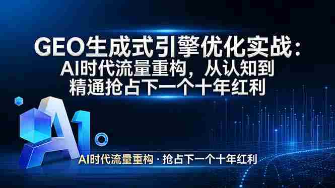 （17708期）GEO 生成式引擎优化实战：AI时代流量重构，从认知到精通抢占下一个十年红利-OG资源站