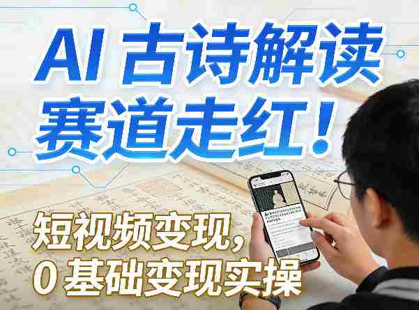 AI古诗解读赛道走红！短视频变现，0基础变现实操-OG资源站
