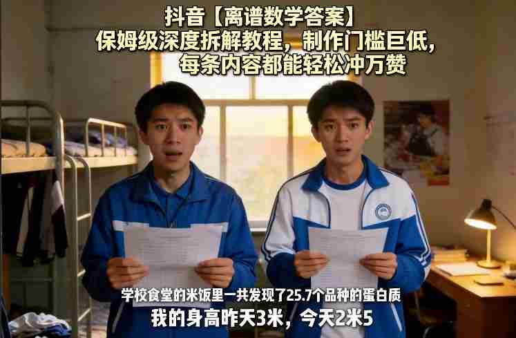 抖音【离谱数学答案】保姆级深度拆解教程，制作门槛巨低，每条内容都能轻松冲万赞，附详细步骤-OG资源站
