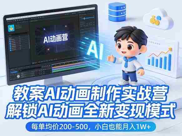 教案AI动画制作实战营，解锁AI动画全新变现模式，每单均价200-500，小白也能月入1W+-OG资源站