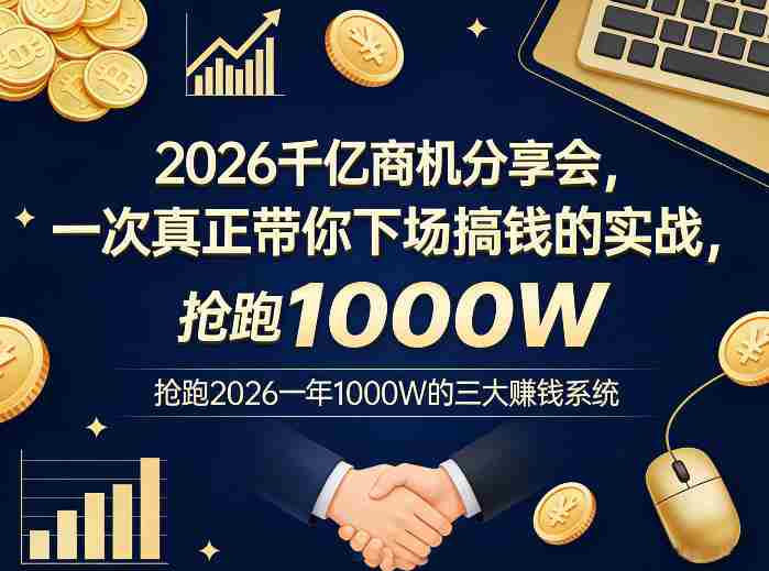 2026千亿商机分享会,一次真正带你下场搞钱的实战,抢跑2026一年1000W的三大賺钱系统-OG资源站