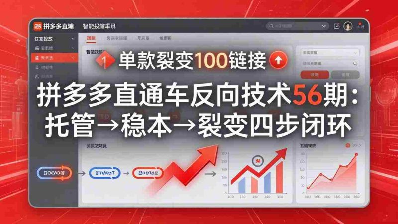 （17737期）拼多多直通车反向技术56期：托管→稳本→裂变四步闭环，单款裂变100链接抢占核心流量-OG资源站