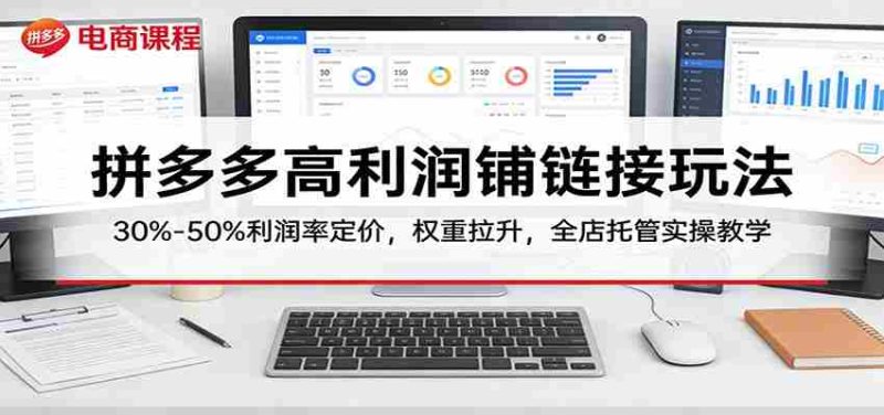拼多多高利润铺链接玩法：30%–50%利润率定价，权重拉升，全店托管实操教学-OG资源站