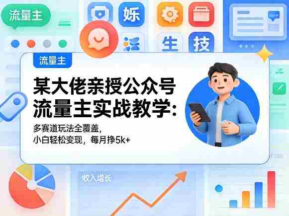 某大佬亲授公众号流量主实战教学：多赛道玩法全覆盖，小白轻松变现，每月多挣5k+-OG资源站