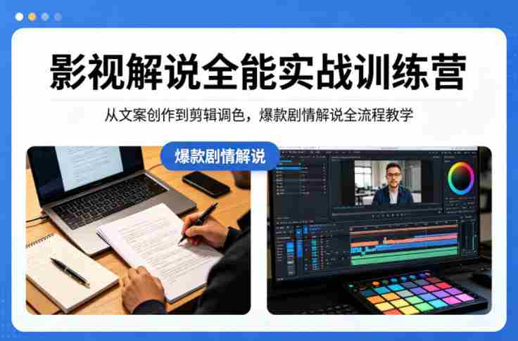 影视解说全能实战训练营：从文案创作到剪辑调色，爆款剧情解说全流程教学-OG资源站