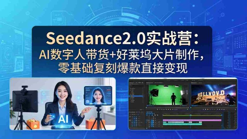 （18238期）Seedance2.0实战营：AI数字人带货+好莱坞大片制作，零基础复刻爆款直接变现-OG资源站
