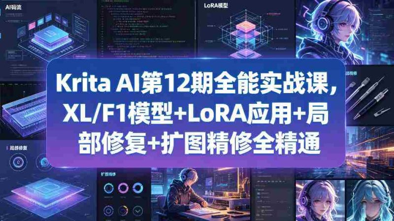 Krita AI第12期全能实战课，XL/F1模型+LoRA应用+局部修复+扩图精修全精通-OG资源站
