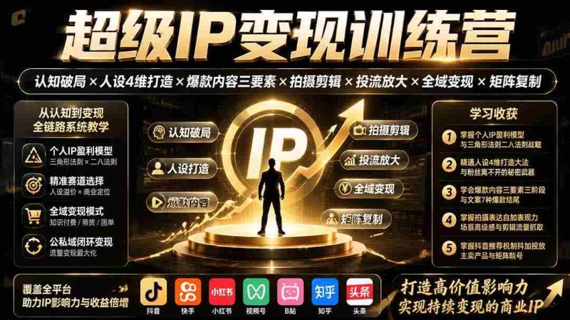 （19698期）超级IP变现训练营：认知破局×人设4维打造×爆款内容三要素×拍摄剪辑×投流放大×全域变现×矩阵复制-OG资源站