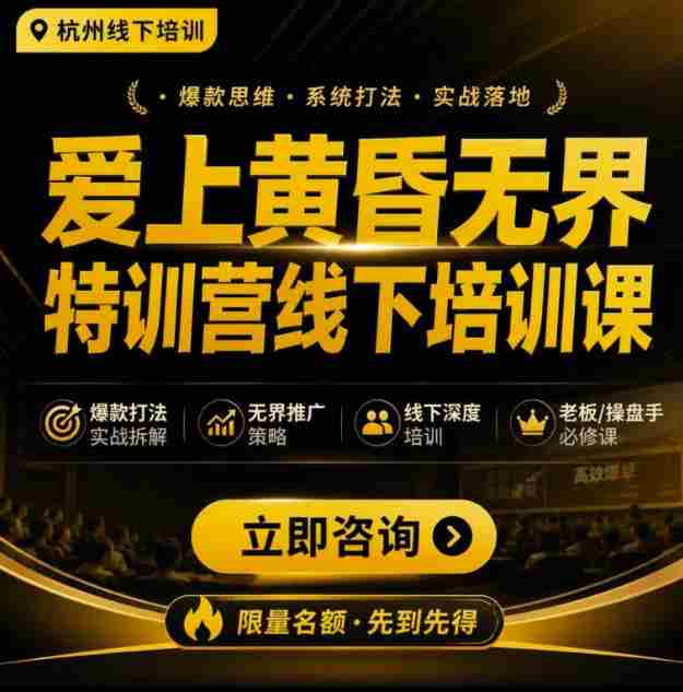 爱上黄昏无界特训营AI推广实战7月27-30杭州线下课，AI落地淘宝最完整的课程，学天猫淘宝的老板必看-OG资源站