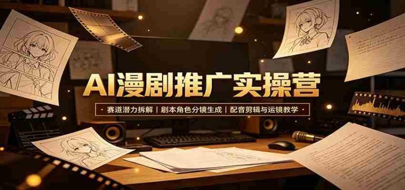 AI漫剧推广实操营：赛道潜力拆解，剧本角色分镜生成，配音剪辑与运镜教学-OG资源站