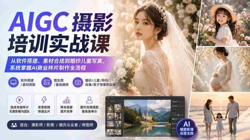 (20161期)AIGC摄影培训实战课:从软件搭建、素材合成到婚纱儿童写真,系统掌握AI商业样片制作全流程-OG资源站