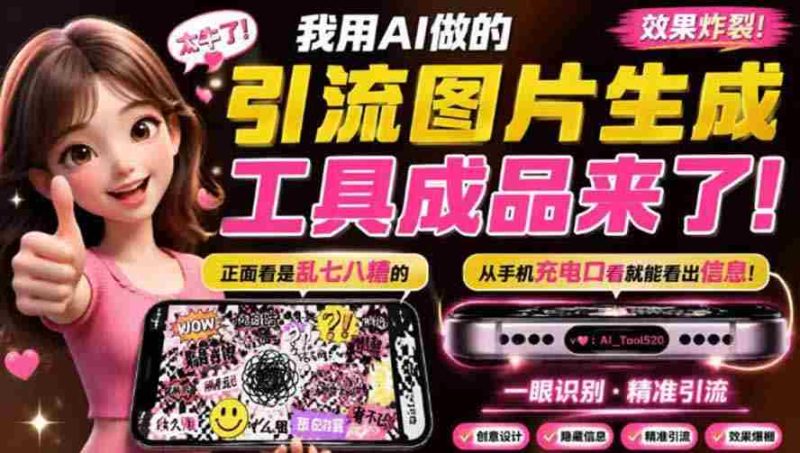 （20183期）自媒体引流工具来了，把你的微信藏到图片中，正面看是乱七八糟的乱码，手机平躺从充电口看就能看出实际内容-OG资源站