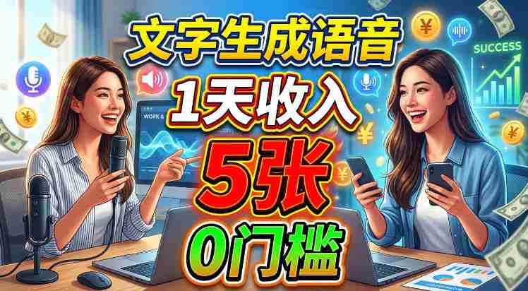 文字生成语音，1天收入5张，超简单美刀项目-OG资源站
