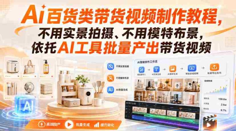 Ai百货类带货视频制作教程,不用实景拍摄、不用模特布景,依托AI工具批量产出带货视频-OG资源站