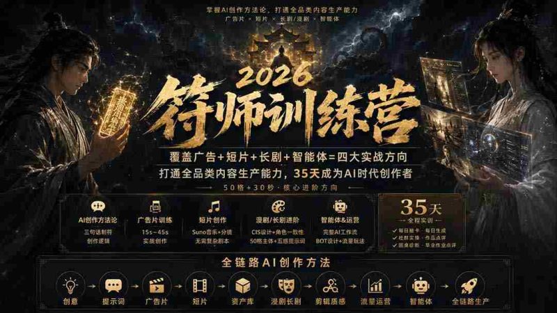 (20186期)符师训练营-35天成为AI时代创作者,广告+短片+长剧+智能体四大实战方向,掌握从创意到上线的完整工作流-OG资源站