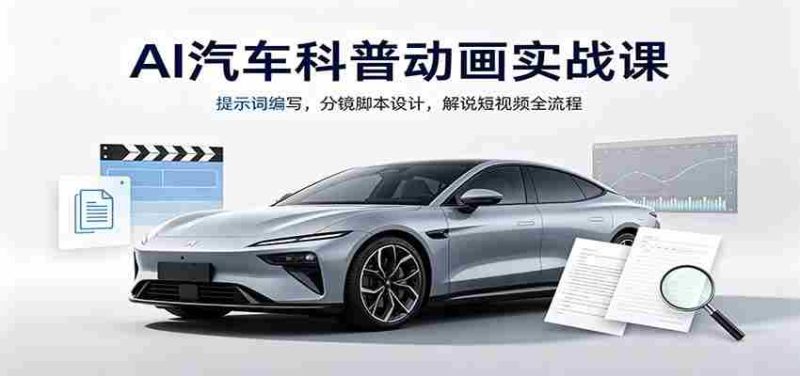 AI汽车科普动画实战课：提示词编写，分镜脚本设计，解说短视频全流程-OG资源站