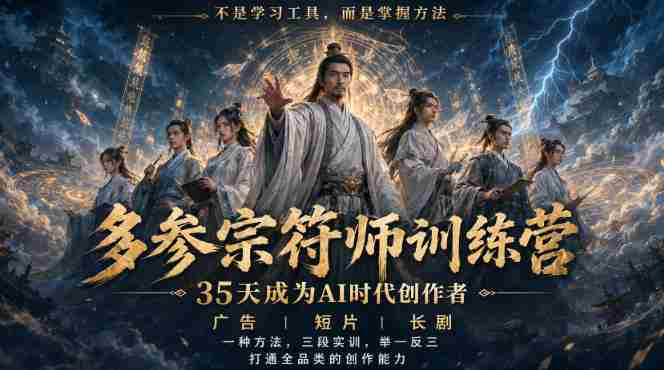 多参宗符师训练营，35天成为AI时代创作者，广告|短片|长剧，一种方法，三段实训，举一反三，打通全品类的创作能力-OG资源站