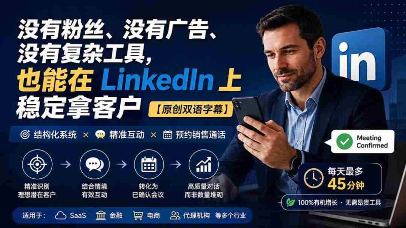 （20220期）没有粉丝、没有广告、没有复杂工具，也能在 LinkedIn 上稳定拿客户【原创双语字幕】-OG资源站