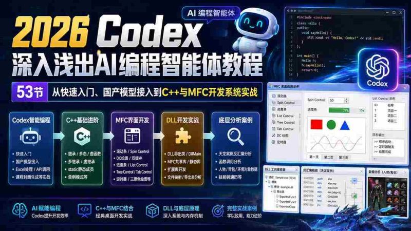 （20221期）2026 Codex深入浅出AI编程智能体教程：53节从快速入门、国产模型接入到C++与MFC开发系统实战-OG资源站