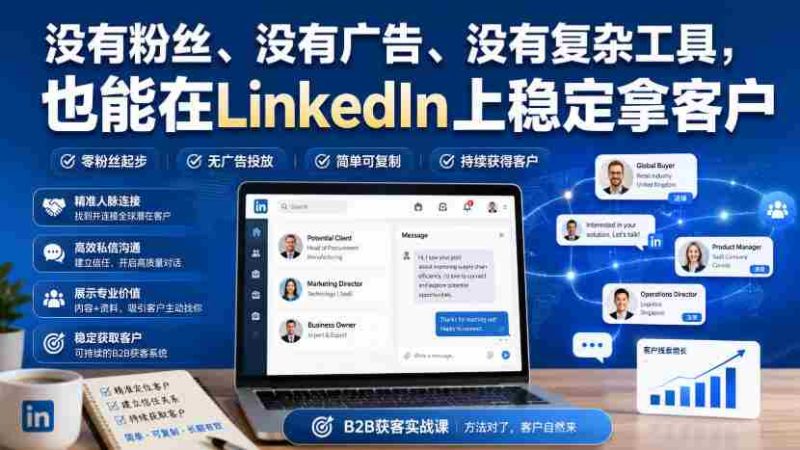 没有粉丝、没有广告、没有复杂工具，也能在LinkedIn上稳定拿客户【原创双语字幕】-OG资源站