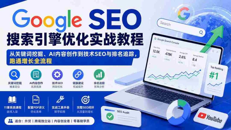 （20241期）Google SEO搜索引擎优化实战教程：从关键词挖掘、AI内容创作到技术SEO与排名追踪，跑通增长全流程-OG资源站