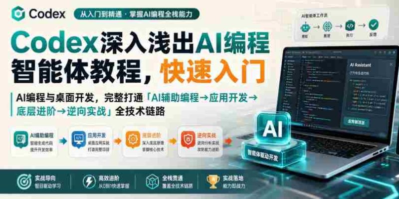 Codex深入浅出AI编程智能体教程，快速入门AI编程与桌面开发，打通「AI辅助编程→应用开发→底层进阶→逆向实战」全技术链路-OG资源站