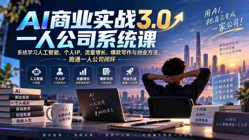 （20249期）AI商业实战3.0一人公司系统课：系统学习人工智能、个人IP、流量增长、爆款写作与创业方法，跑通一人公司闭环-OG资源站