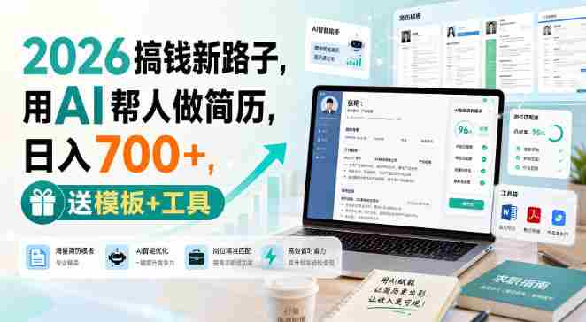 2026搞钱新路子，用AI帮人做简历，日入700+，送模板+工具【揭秘】-OG资源站