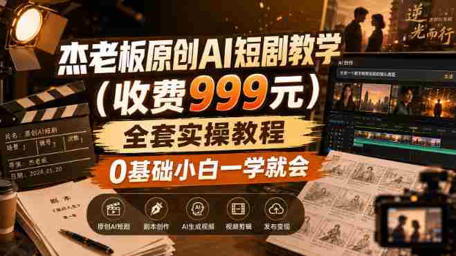 杰老板原创AI短剧教学（收费999元），全套实操教程，0基础小白一学就会，非搬运技术-OG资源站