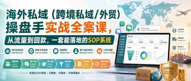海外私域（跨境私域/外贸）操盘手实战全案课，从流量到回款，一套能落地的SOP系统-OG资源站