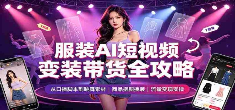 2026服装AI短视频带货实战课：变装口播跳舞素材制作，商品抠图换装，短视频变现指南-OG资源站