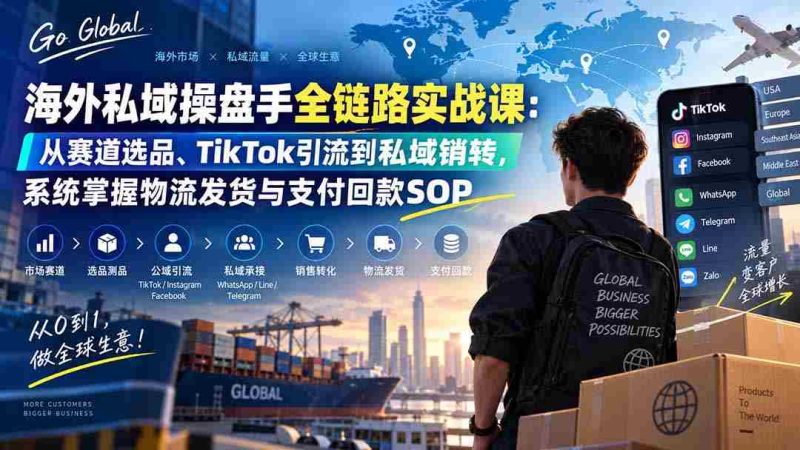 (20255期)海外私域操盘手全链路实战课:从赛道选品、TikTok引流到私域销转,系统掌握物流发货与支付回款SOP-OG资源站