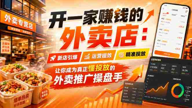 开一家賺钱的外卖店：新店引爆·运营提效·精准投放，让你成为真正懂投放的外卖推广操盘手-OG资源站