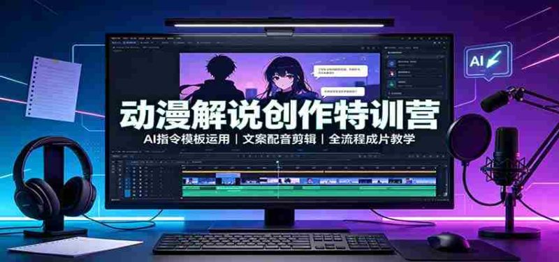 动漫解说创作特训营：AI指令模板运用，文案配音剪辑，全流程成片教学-OG资源站