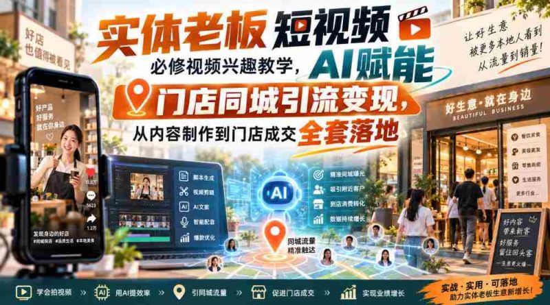 实体老板短视频必修视频兴趣教学，AI赋能门店同城引流变现，AI+短视频+直播打爆实体客流量-OG资源站