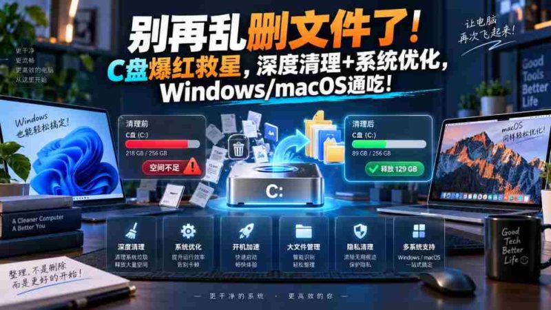 别再乱删文件了！C盘爆红救星，深度清理+系统优化，Windows/macOS通吃！-OG资源站