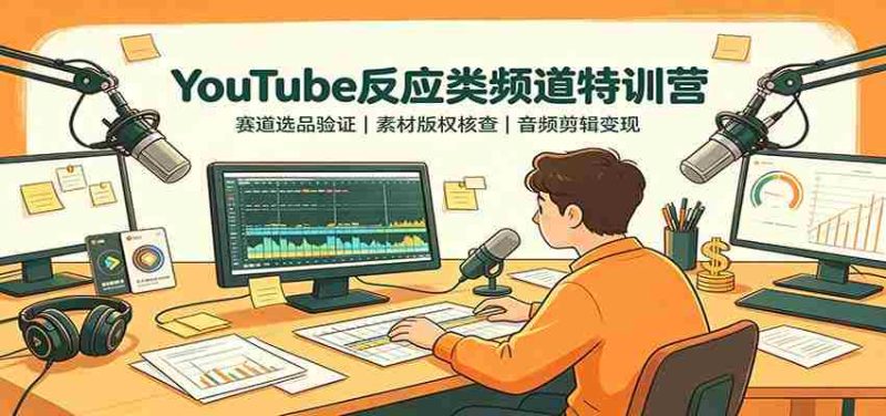 YouTube反应类频道特训营：赛道选品验证，素材版权核查，音频剪辑变现-OG资源站